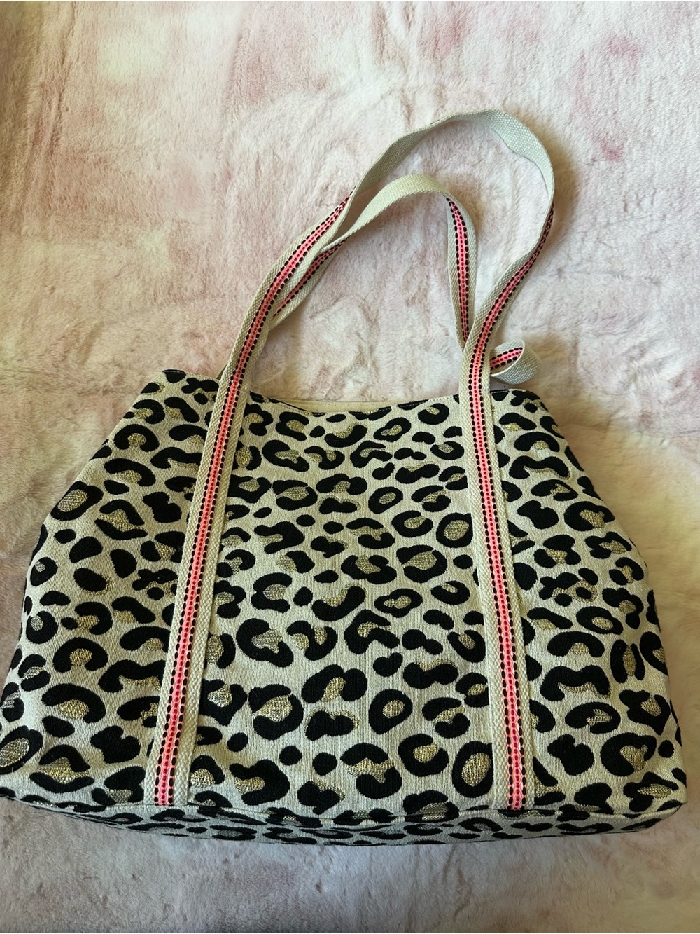 Leopard Beaded Tote Bag - America & Beyond NWT - Picture 3 of 4